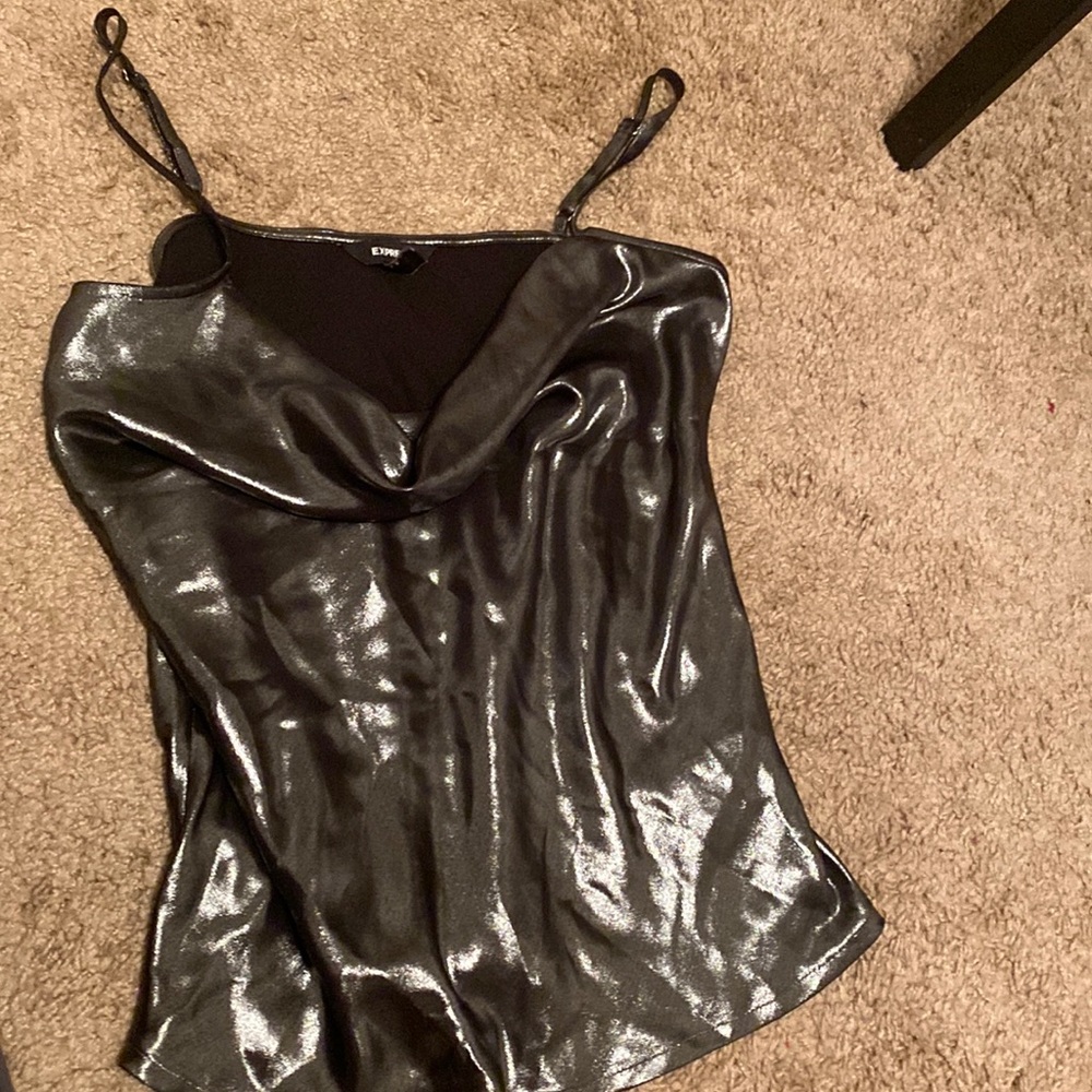 Silver cowl-neck top